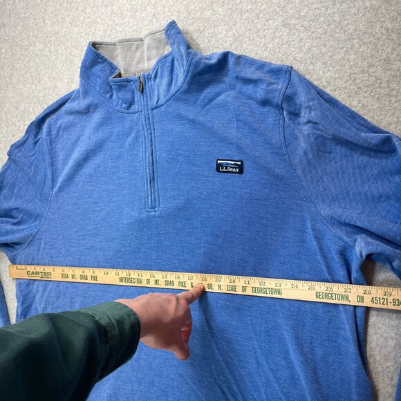 LL Bean Sweatshirt Mens 3XL Blue Pullover 1/4 Zip Cotton Polyester Blend Logo - Picture 2 of 8